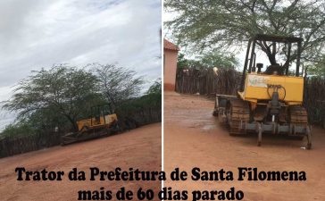 Trator da Prefeitura de Santa Filomena parado há mais de 60 dias