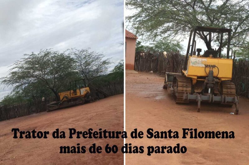 Trator da Prefeitura de Santa Filomena parado há mais de 60 dias