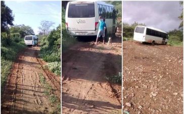 Onibus da Prefeitura de Santa Filomena atolado na estrada tres paus