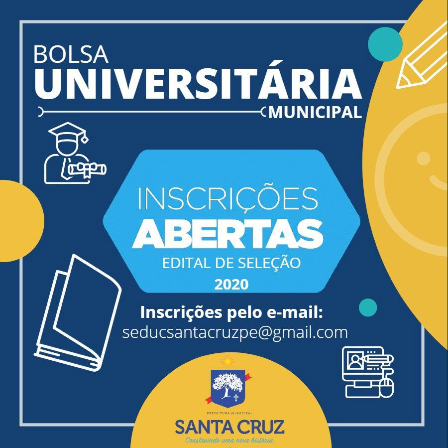 Prefeitura de Santa Cruz publica edital de seleção do Programa Bolsa Universitária Municipal