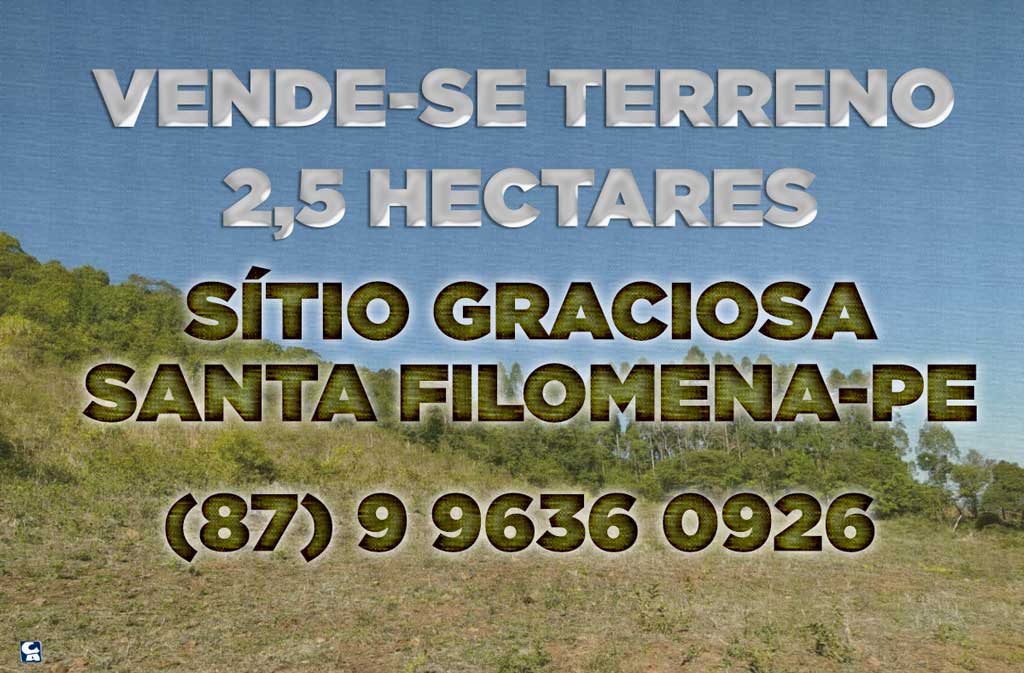 Vende-se: Terreno com 2,5 hectares no sítio Graciosa em Santa Filomena