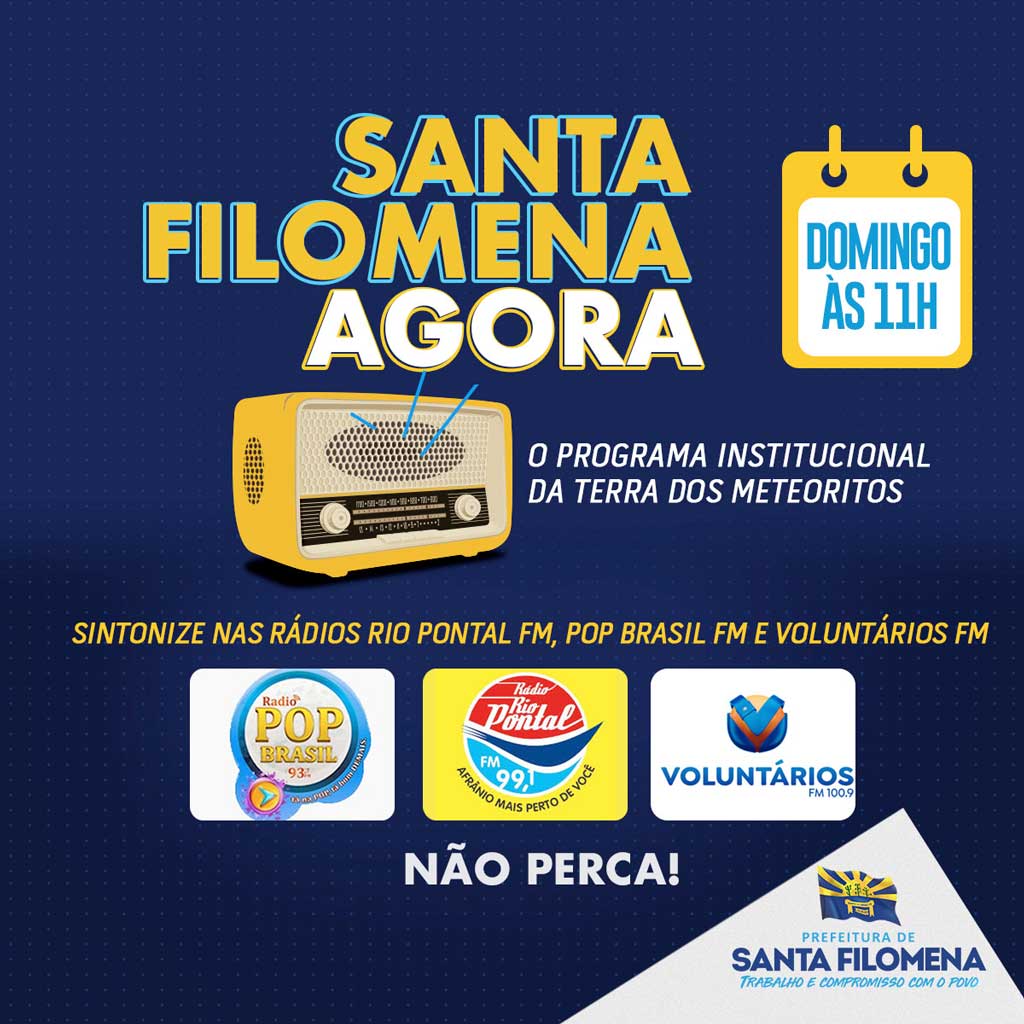 Domingo 11 tem programa da Prefeitura de Santa Filomena no rádio!