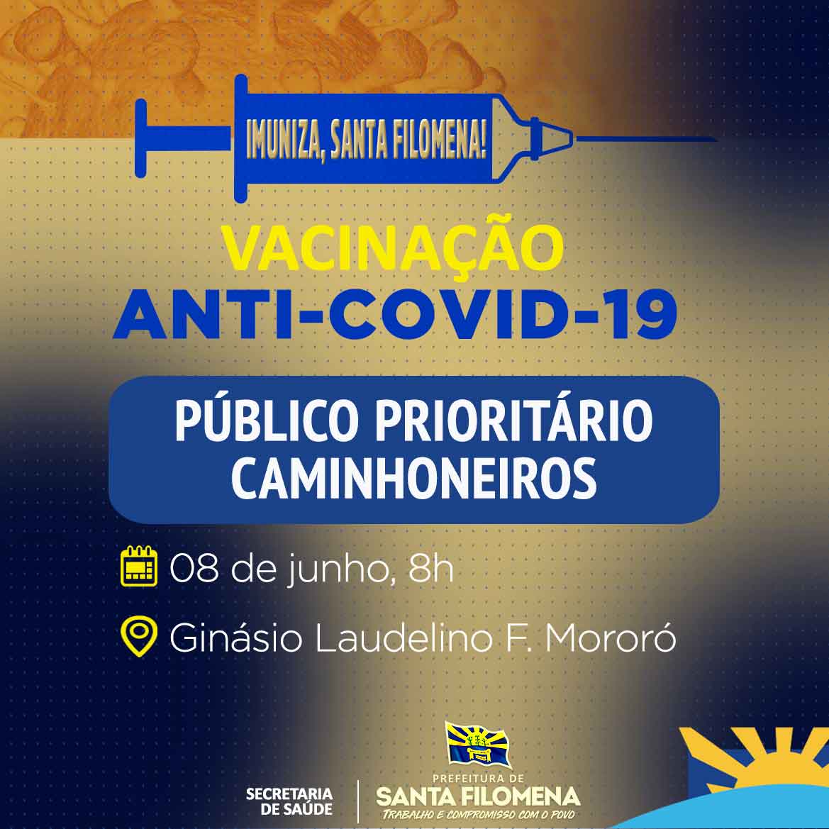 Caminhoneiros de Santa Filomena serão vacinados contra a Covid-19 terça, 8 de junho