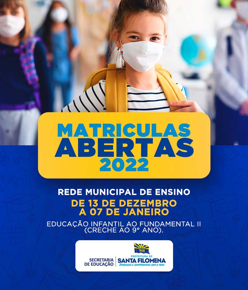 Estão abertas as matrículas do ensino municipal em Santa Filomena