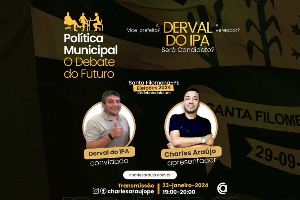 Política Municipal: Entrevista Derval do IPA, terça, 23 janeiro, das 19 às 20h