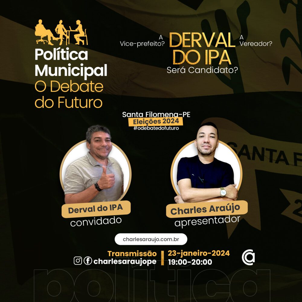 Política Municipal: Entrevista Derval do IPA, terça, 23 janeiro, das 19 às 20h