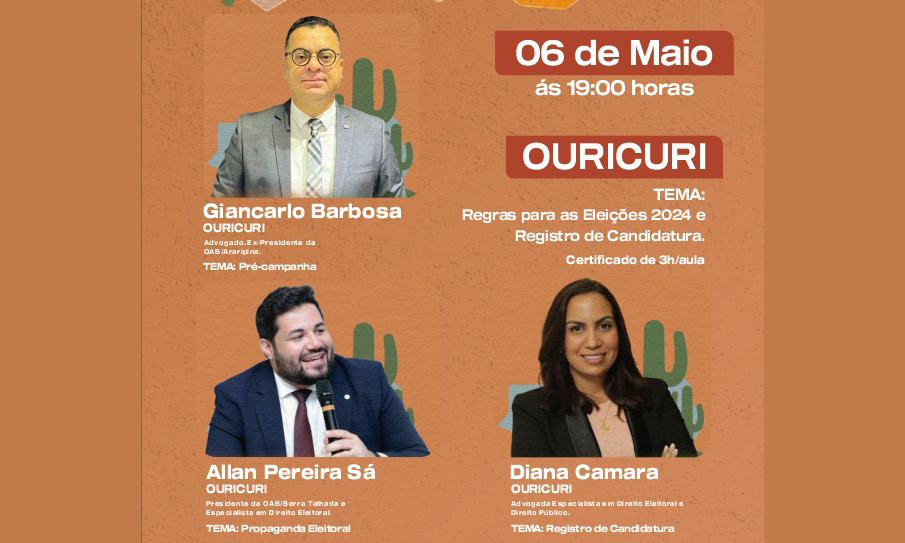 Eleições 2024 em Ouricuri: Tire suas dúvidas com especialistas da OAB em seminário gratuito!