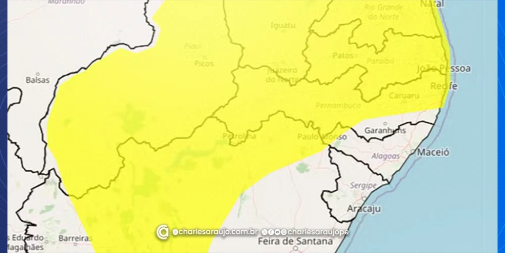 Inmet emite alerta de vendavais no Nordeste: Regiões de Pernambuco em risco