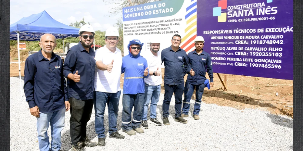 Governador Rafael Fonteles visita obras de asfaltamento da PI-459, que ligará Betânia do Piauí a Santa Filomena-PE