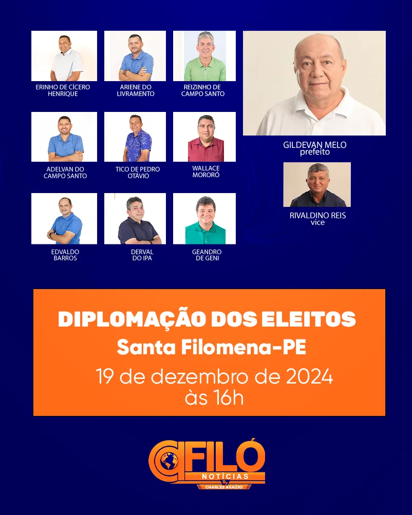 Eleições 2024: Diplomação dos Eleitos de Santa Filomena acontece no dia 19 de dezembro