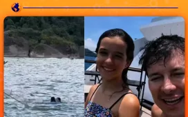 Filha de Rodrigo Faro salva uma banhista em alto mar e pai mostra vídeo com orgulho